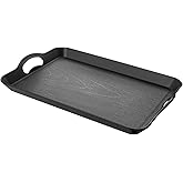 Armrouns Black Serving Trays with Handles, 16 x 11 inch Rectangular Non Skid Multi-Purpose Plastic OttomanTray for Restaurant, Parties, Coffee Table, Kitchen