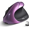 Woddlffy Ergonomic Mouse Wireless,Rechargeable Vertical Mouse Right Handed Small Mouse with 6 Buttons 1000/1200/1600 for Laptop,Desktop,PC, MacBook（Purple