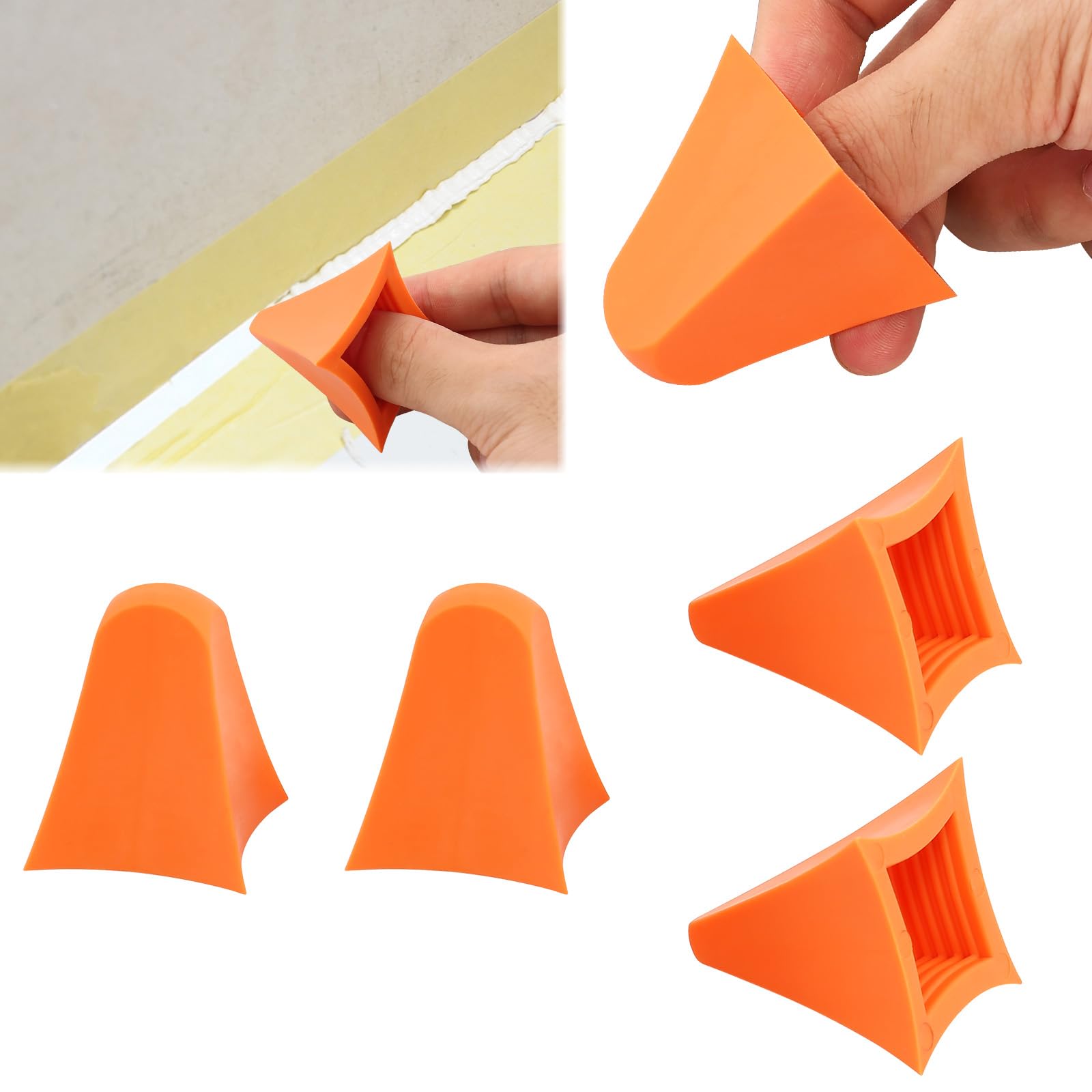 RZCOMP Silicone Caulking Tools,Silicone Seam Tool Caulking Finger Tool Silicone Caulk Smoothing Tool,Silicone Cone Tool for Kitchen, Bathroom Wall Joints, Floor Gaps 4Pcs