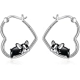 YFN Animal Earrings Sterling Silver Animal Heart Hoop Dangle Earrings Cute Jewelry Gifts for Women