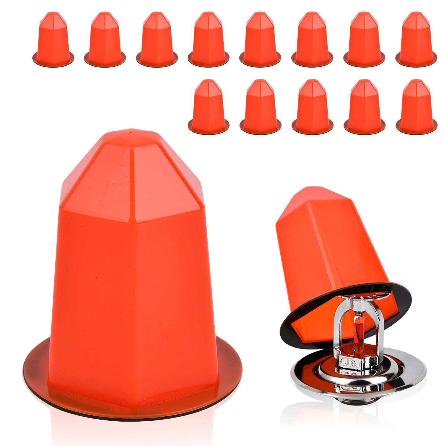 Photo 1 of 13 Pcs Fire Sprinkler Covers with Magnet Fire Sprinkler Head Paint Cover Protection Covers for Ceiling Covers for Head Guard and Head Paint Protection Recessed Sprinkler Protector (Orange)