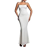 EYNMIN Women's Bodycon Maxi Dress Spaghetti Strap Sleeveless Elegant Long Formal Wedding Guest Dresses