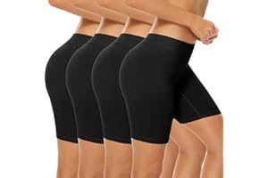 POKARLA 4 Pack Women's Cotton Underwear Boxer Shorts Anti Chafing Bike Shorts Boyshorts Panties Regular & Plus Size