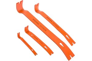 NOEAIKE 4-Pack Flat Pry Bar Set 5.5"/7.5"/9.5"/15" Crowbar with Nail Puller,Utility Heavy Duty Claw Bar,Mini Pry Bar High-Carbon Steel Crow Bar Tool for Home Improvement & Woodworking