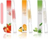 Meschett Cuticle Oil Pen 3Pcs Nail Care with Nail File Orange Strawberry Aloe view 1