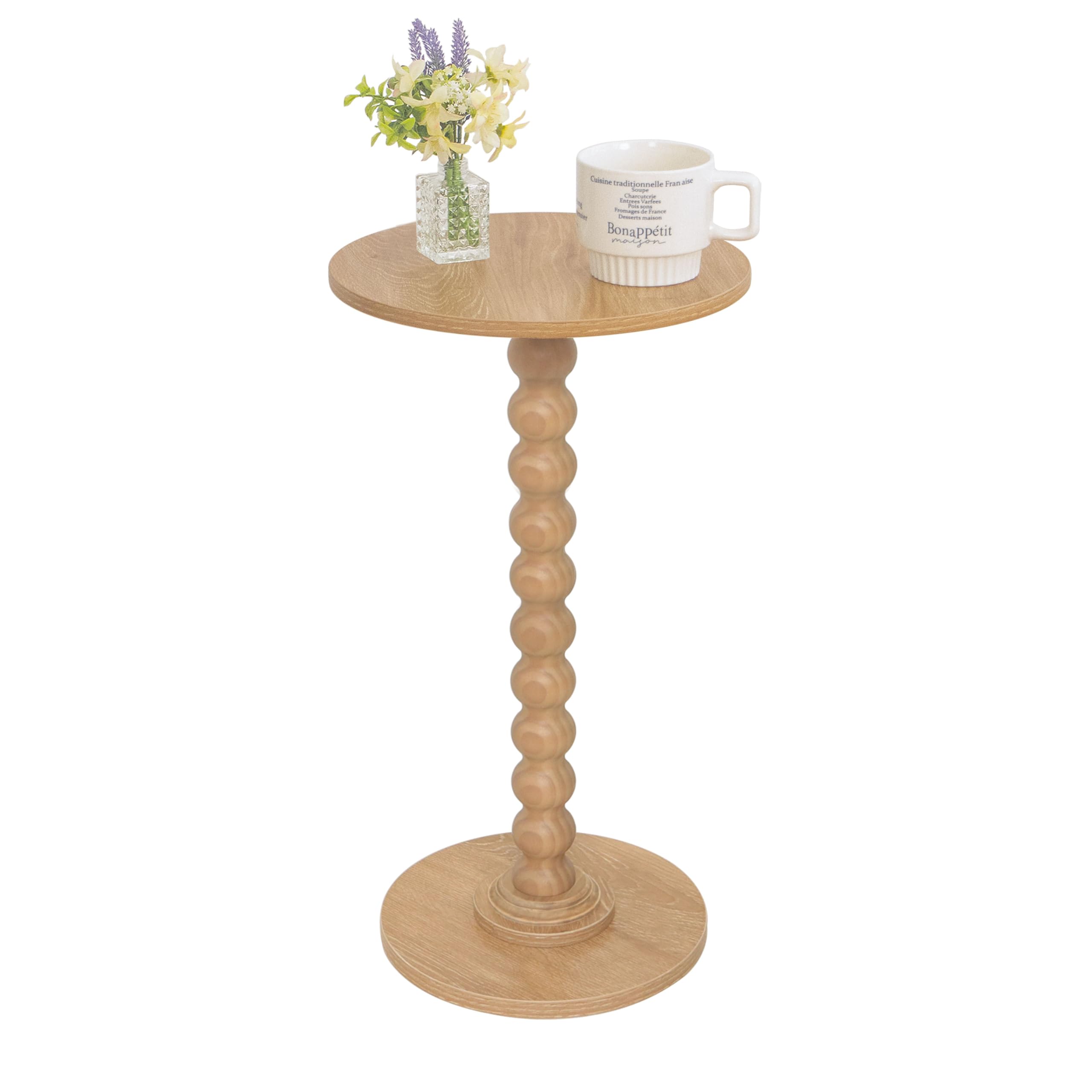 Photo 1 of Fultyle Small Side Table, Drink Table for Small Spaces, Modern Accent Table Martini Table with Solid Wood Leg, Round End Tables Living Room for Bedroom and Office (Rustic Walnut)