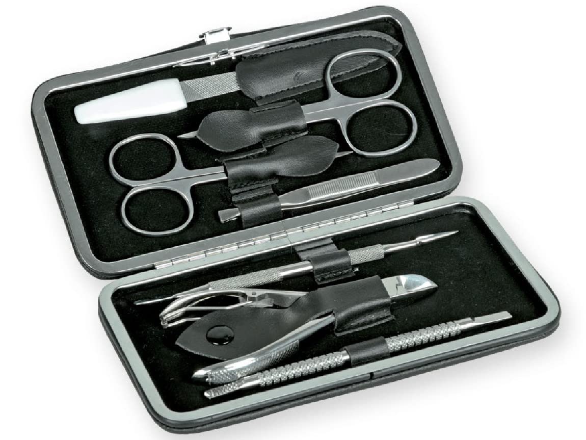 Gima - Podiatry Kit for Professional Pedicure and Manicure, 7 Instruments Made of Stainless Steel, Heart Shaped Case, Blue Color.