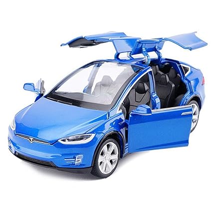 EDTara Simulate Alloy Pull Back Car Kids Toy with Sound and Light Function 1:32 Scale Model X 90 Blue