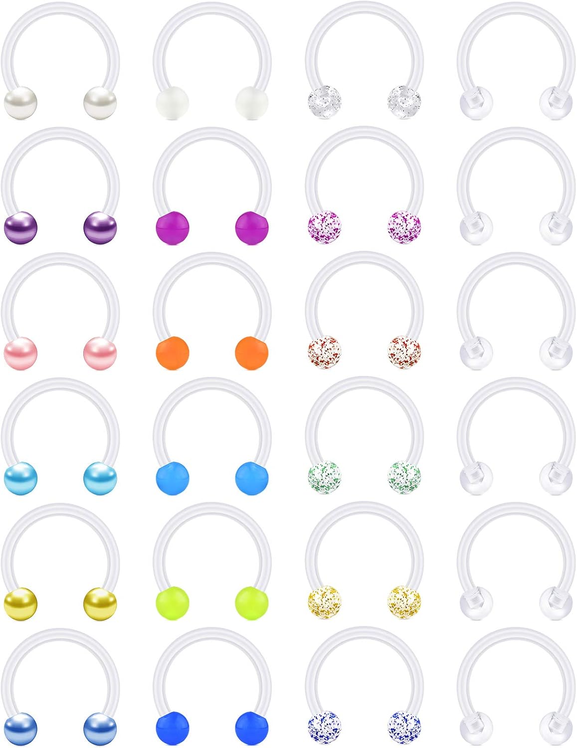 VCMART Plastic Nose Septum Rings Hoop Retainers 16G Flexible Bioflex Horseshoe Lip Helix Tragus Piercing Ring 8mm 10mm