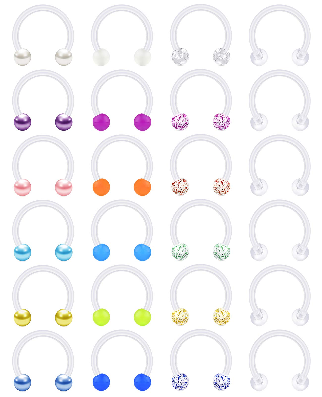 VCMART Plastic Nose Septum Rings Hoop Retainers 16G Flexible Bioflex Horseshoe Lip Helix Tragus Piercing Ring 8mm 10mm