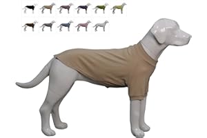 Lovelonglong Ribbed Dog T-Shirt Cotton Knitted Dog Sweaters for All Season Pet T-Shirts for Large Medium Small Dogs Beige XL