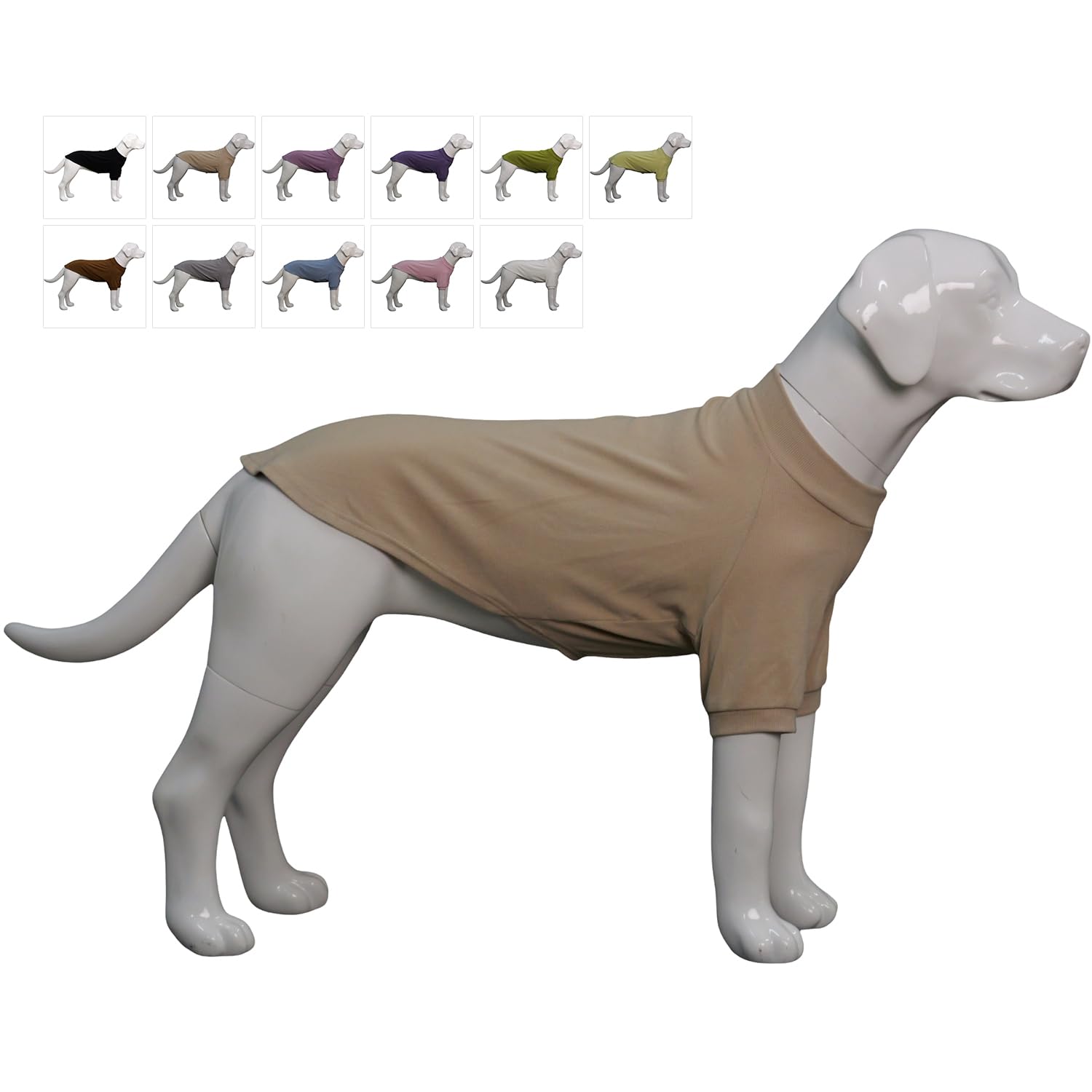 Photo 1 of Lovelonglong Ribbed Dog T-Shirt Cotton Knitted Dog Sweaters for All Season Pet T-Shirts for Large Medium Small Dogs Beige M