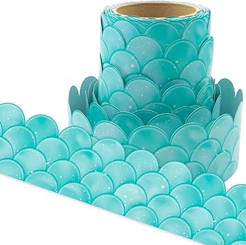 Amazon Com Ombre Turquoise Scallops Bulletin Board Borders For