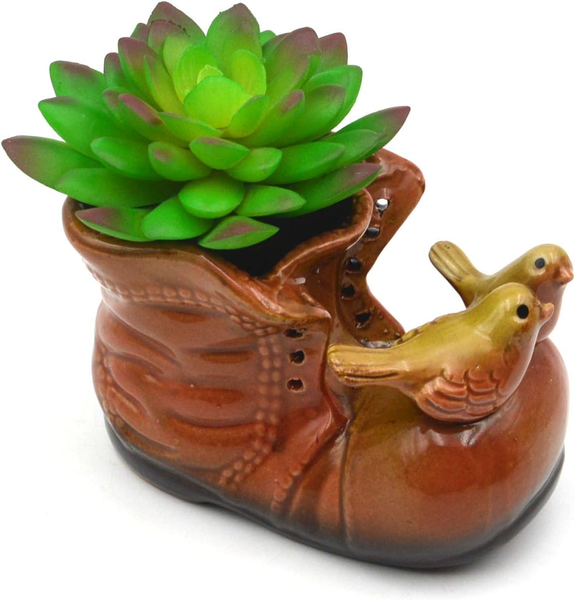 Ceramic Shoe Shaped Plant Pot/Bonsai Pot/Flower Pot/Succulent Planter Multipurpose Pot(red)