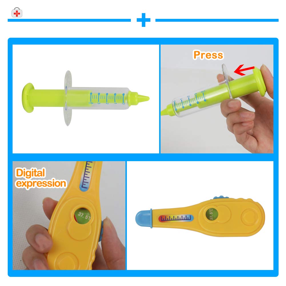 Valigetta Dottore Giocattolo con Accessori del Dottore Gioco di Ruolo per i Bambini 3 Anni, Blu