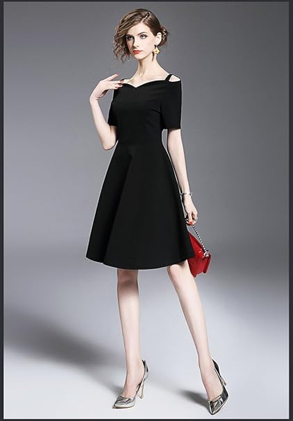 Jialele Noireeterobe Plagerobe été Femme Robe Noire à