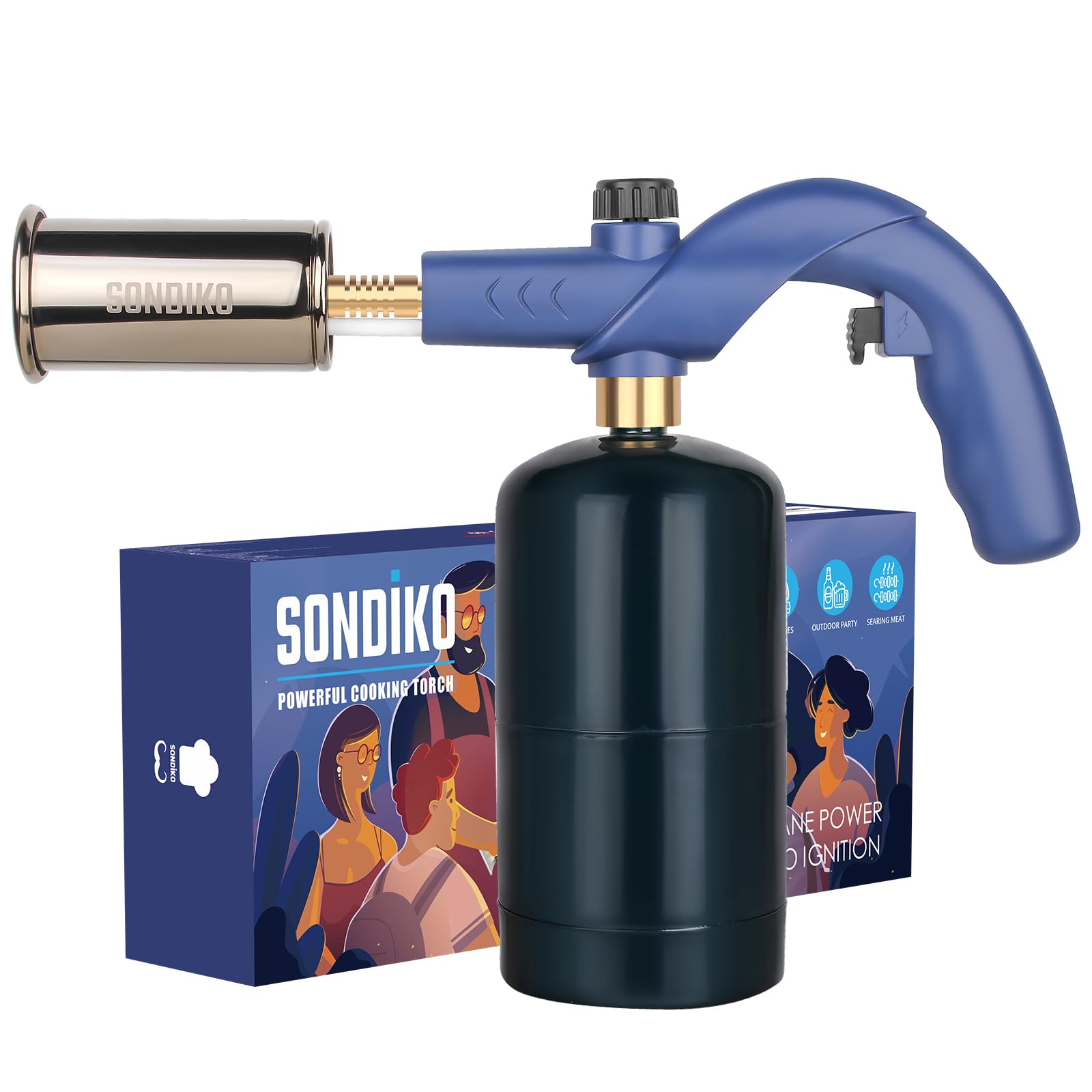 Sondiko Powerful Cooking Blow Torch, Propane Torch Grill Gun, Campfire Starter, Charcoal Lighter, Culinary Kitchen Grilling(Propane Tank Not Included)
