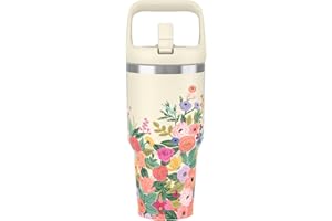 Hydraful 30 oz Tumbler with Handle and Flip Straw, Vacuum Insulated Stainless Steel Water Bottle, Reusable Cup with Straw Leak Resistant Flip, Top Handle, Fit in Cup Holder, Cold for 30 Hours