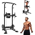 Tappio Power Tower Pull Up Bar for Home Gym, Multi Functional Pull Up Stand Dip Station with Barbell Hook and Dumbbell Stand, Adjustable Height Workout Dip Station Strength Training Fitness Equipment