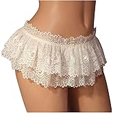 Sissy Lace Panties Men's Ruffled Panties Thongs Mini Skirt Thongs Gay Lingerie (Color : White, Size : 1pc)