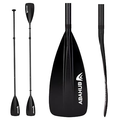 Abahub 1 x 4 Section Carbon SUP Paddle/Kayak Oar, Adjustable Stand up Paddleboard Paddles, Lightweight Carbon Shaft Black Plastic Blade