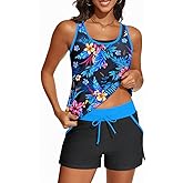Aqua Eve 3 Piece Tankini Swimsuits for Women - Blouson Bathing Suits Tummy Control Swim Shorts with Sporty Pockets 2026