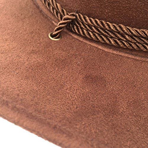 Sandy Ting Men's Outback Faux Felt Wide Brim Western Cowboy Hat (Coffee1)