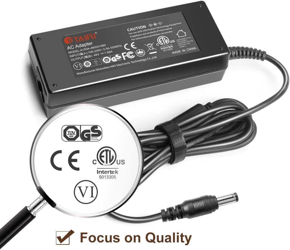 TAIFU 48V Power Supply Cable for PoE Switch Injectors,Unifi Switch 8 PoE Texas POE-8-48v60w GPOE-4A-48v48w PS-48v60w,Fujia FJ-SW4802000F FJSW4802000F,Swann NVR SWNVK-870854T-US Charger Adapter Cord - Image 3