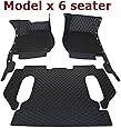 Topfit Customized Car Floor Mat for Tesla Model X 6 Seat 2nd Row Seat Without Middle Console(Black)