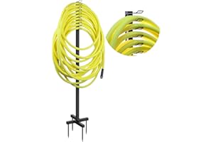 Keeswin Garden Hose Holder Stand, Detachable Metal Hose Reel, Free-Standing Water Hose Holder for Outdoor Yard（Tiered Hook Design Keep Hose Neatly Organized and Kink-Free, Black, KS-SGSNJ-1P01