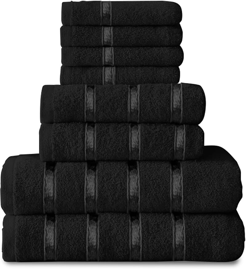 GC GAVENO CAVAILIA 8 Piece Towel Bale Set 450 GSM Black Cotton Towels