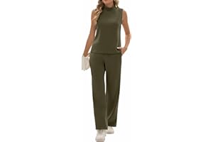 Sixstar Women 2 Piece Outfits Lounge Sets Casual Sleeveless Summer V-Neck Dressy Collared Tracksuit Lounge