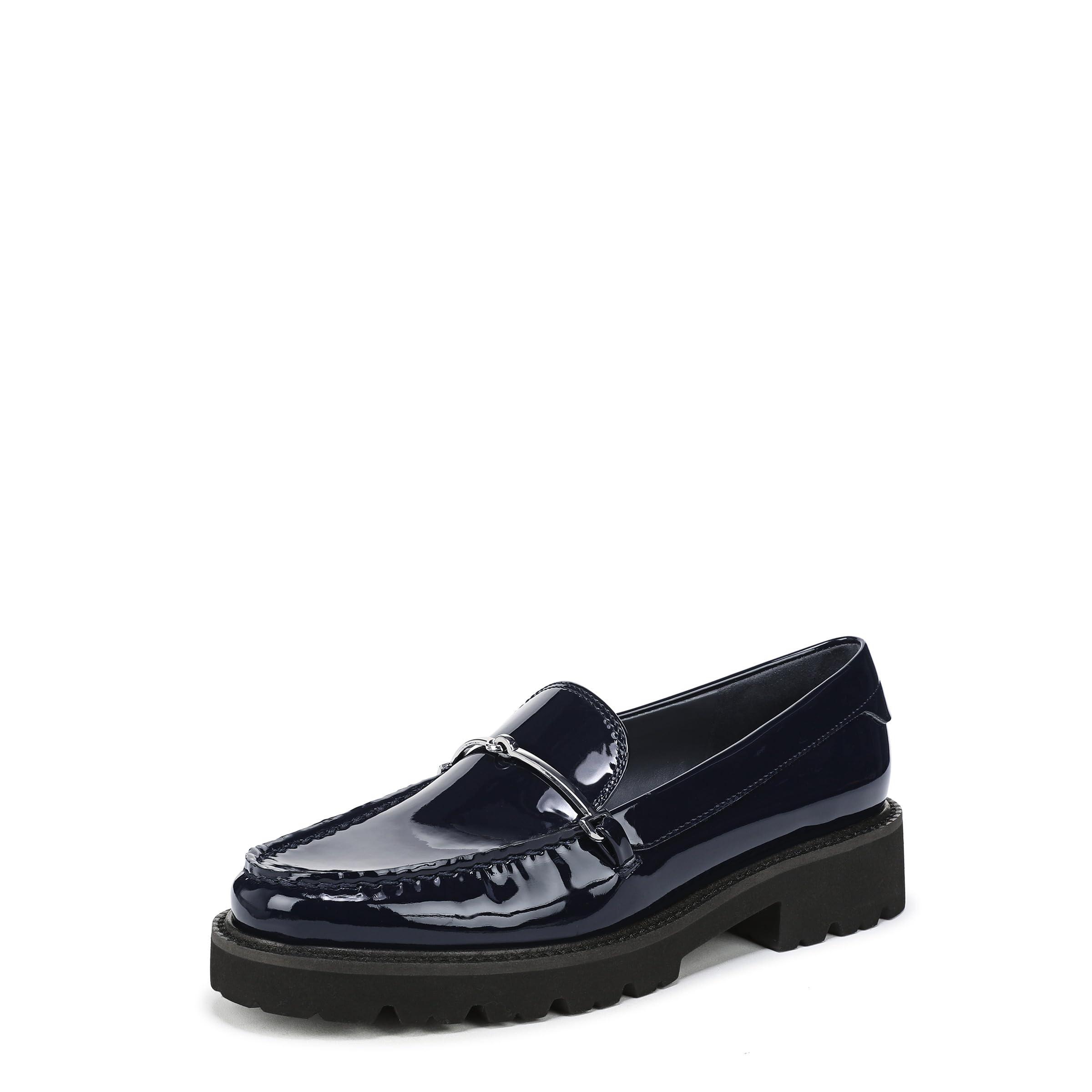 Franco Sarto Women’s Senna Loafer Navy Blue Patent Faux Leather 12 W