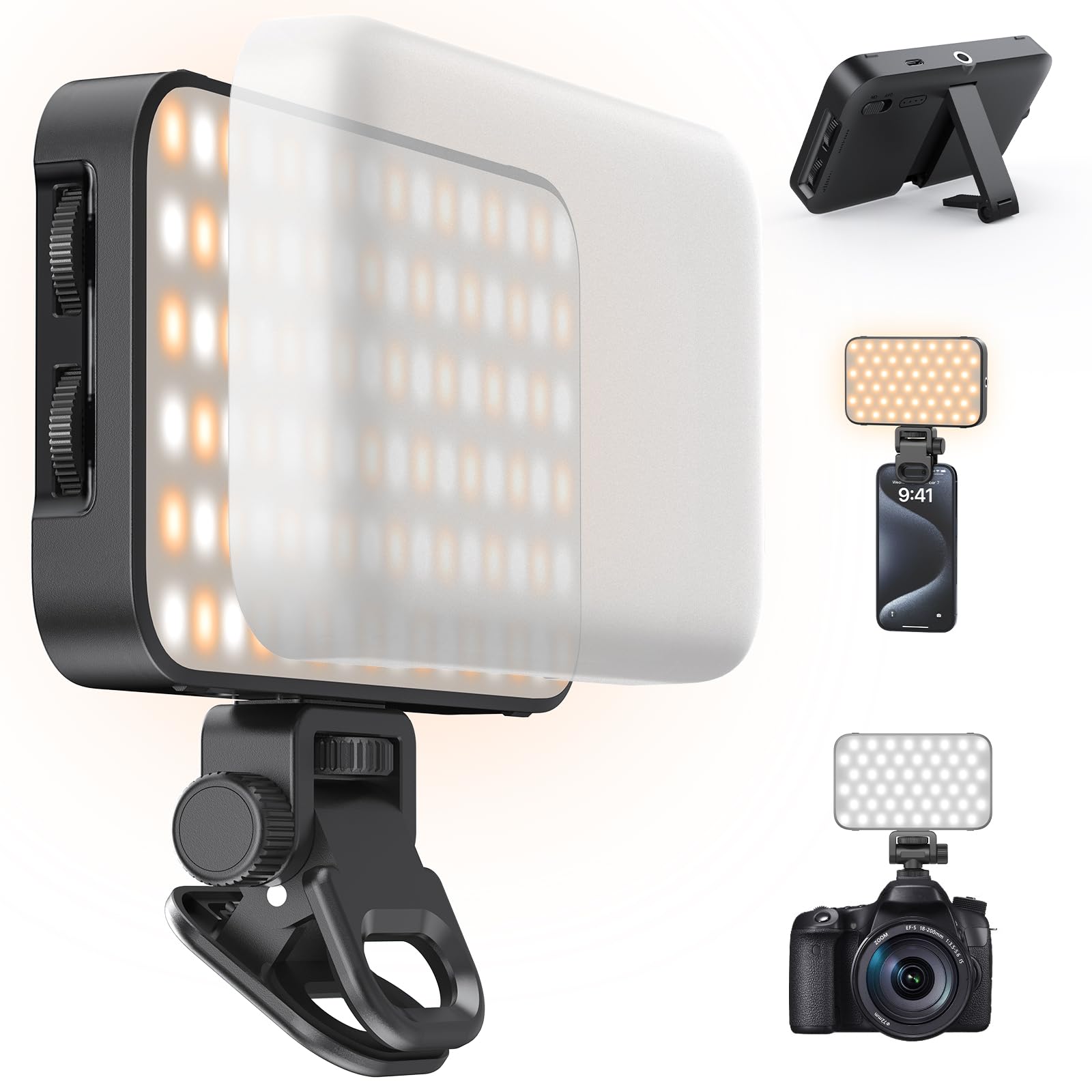 Photo 1 of ***2 INCLUDED***ANXRE Selfie Light with Soft Diffuser & Built-in Stand – 96 LED Rechargeable Clip Fill Zoom Light for Phone, iPhone, iPad, Camera, for Makeup, TikTok, Vlog, and FaceTime Calls***2 INCLUDED***