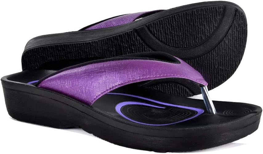 womens purple flip flops