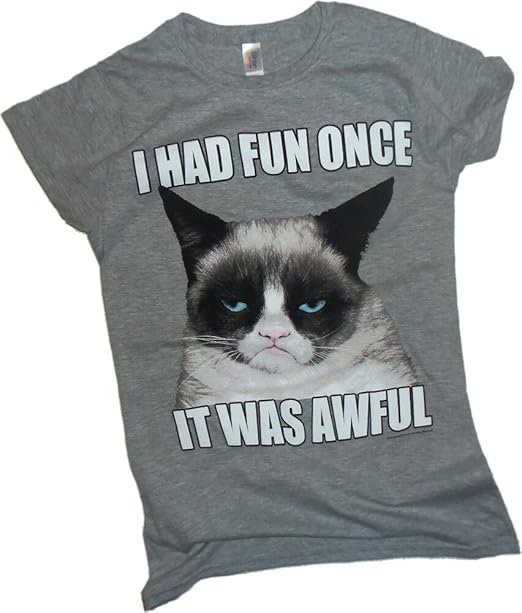 Grumpy Cats I Had Fun Once It was Awful Crop Sleeve Fitted Juniors T