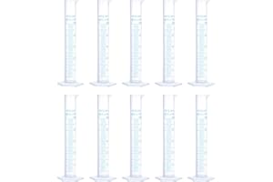 uxcell Plastic Graduated Cylinder, 50ml Measuring Cylinder, Test Tube Beakers, 2-Sided Metric Marking, Clear Hex Base for Lab