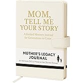 Mom Tell Me Your Life Story Leather Journal (Hardcover) - A Family Heirloom Keepsake with + 275 Prompts to Share His Life Story Book and Memories, Mother's Day, Christmas Gift from Daughter & Son