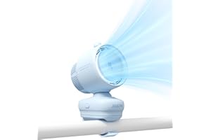 JISULIFE Clip On Stroller Fan 2026-Baby Cool Helper: Smart 120° Auto Oscillation with 100 Speeds, 21H Super-Long Battery, Por