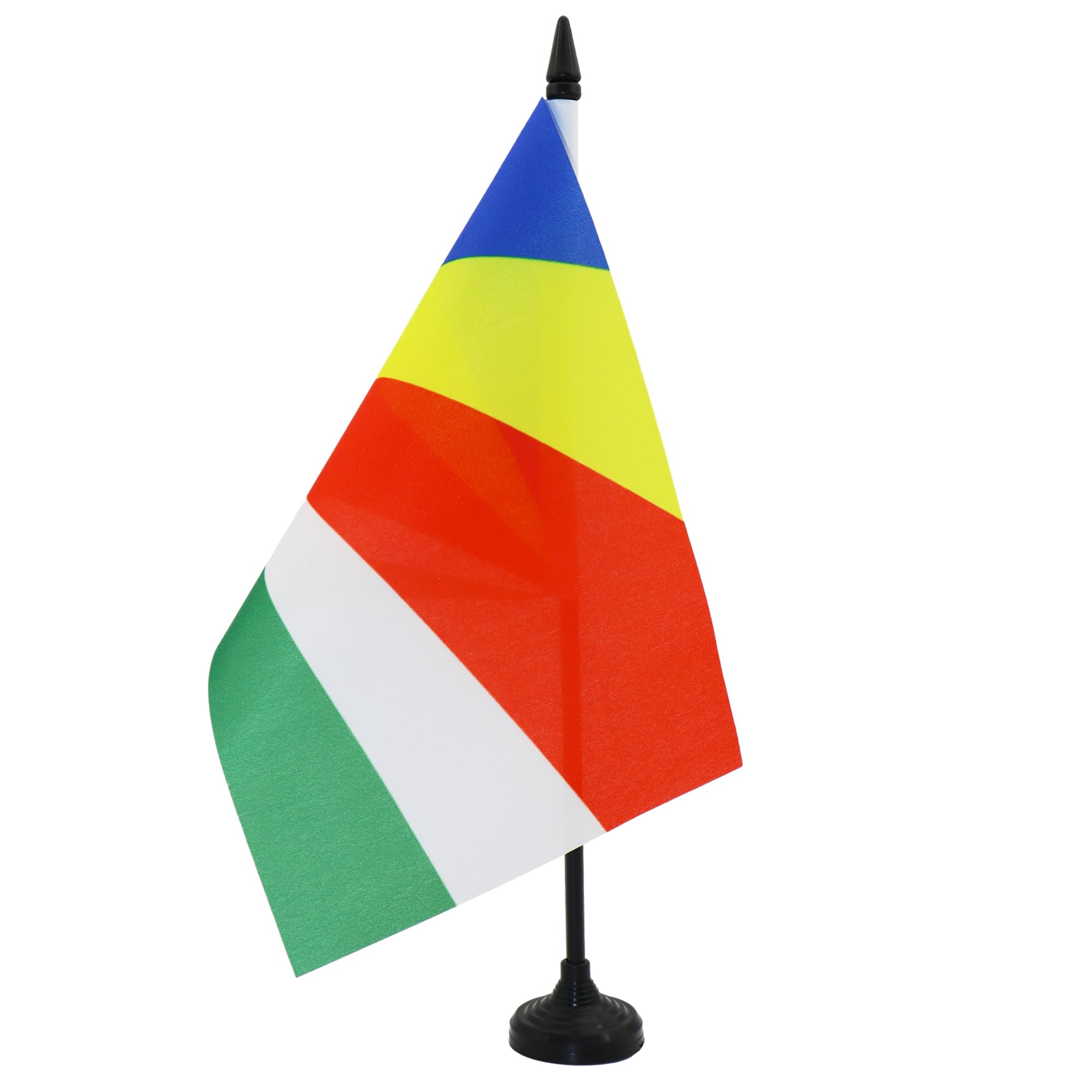 AZ FLAG Seychelles Table Flag 5'' x 8'' - Seychellois Office Decoration 100% Polyester 21 x 14 cm - Mini Desk Flag with Pole and Black Plastic Base