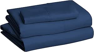 Amazon Basics Microfiber Sheet Set, Twin, Navy Blue