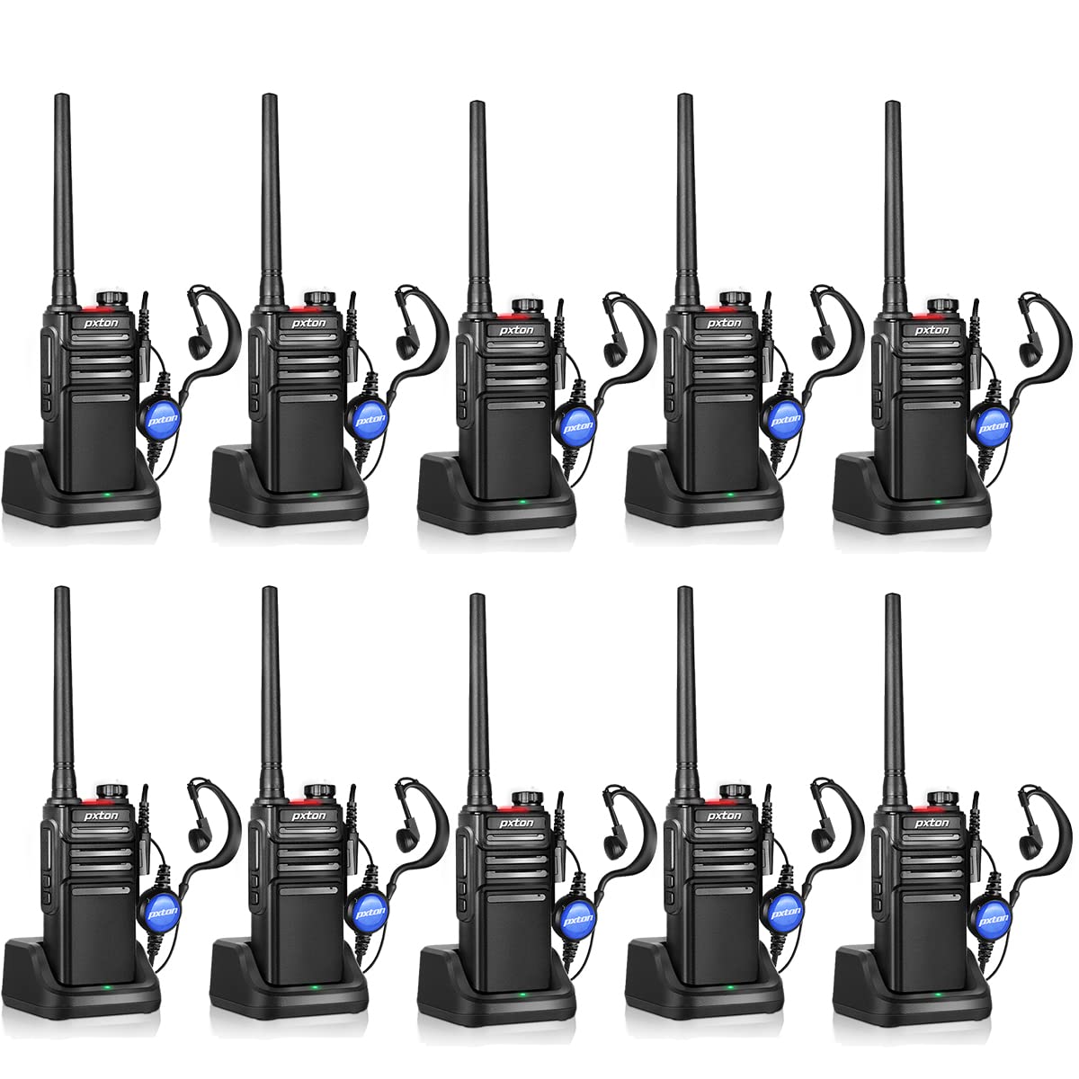 Photo 1 of pxton Waterproof walkie talkies for Adults, Work,and Outdoor. walkie talkies Long Range with Headphones and Fast Charger Dock?Handheld Two Way radios Rechargeable NOAA walkie Talkie (10 Pack)