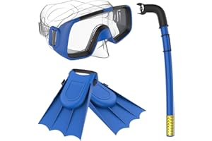 Herbalcandybox Children Kids Swimming Diving Snorkel Breathing Tube Fins Scuba Eyeglasses Set,Blue