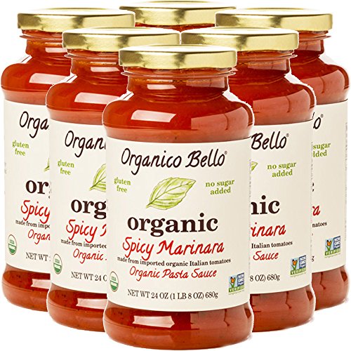 Organico Bello - Organic Gourmet Pasta Sauce - Spicy Marinara - 24oz (Pack of 6) - Non GMO, Whole 30 Approved, Gluten Free - Thumbnail 7