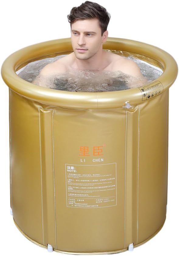 AJZGF Thicker blue increase folding bathtub adult bathtub bucket tub folding bathtub Bathtub (Color : Gold, Size : L)