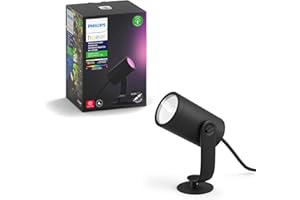 Philips Hue Lily Outdoor Smart LED SpotLight - White & Color Ambiance - Low Voltage Landscape Lighting - 1 Pack - Requires Bridge and Power Supply - Control with App and Voice - Weatherproof