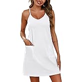 Marvmys Women's Cotton Sleeveless Short Nightgowns Racerback Sleep Dress with Pockets Scoop Neck Chemise Sleepwear