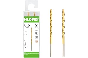 HLOFIZI 6.5mm M42 8% Cobalt Drill Bits (2 Pack), Metric Titanium Twist Drill Bits for Hard Metal, Stainless Steel and Cast Iron