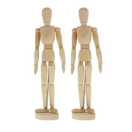 Us Art Supply Wood 2 Pack Of 8 Male Artist Drawing Manikin Articulated Mannequin With Base And Flexible Body Perfect For Drawing The Human Figure