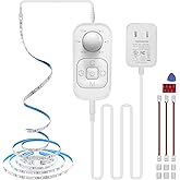 Motion Sensor Under Cabinet Lights - Plug-in LED Strip Lights Indoor with Power Adapter, Dimmer and Timer for Kitchen Cabinet, Counter, Shelf, Showcase, Stairway, Bedroom, Corridor, Washroom